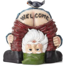 Welcome Garden Gnome Decoration - Garden Gnome Statue Fun Waterproof Resin Dwarf Craft Lawn Decoration for Indoor Or Outdoor Decoration