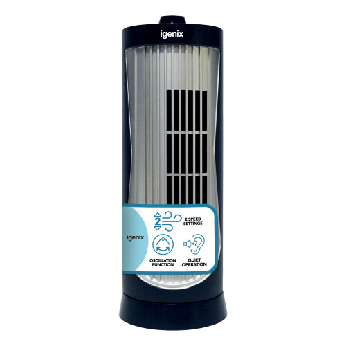 Igenix Igenix Mini Tower Fan - Black/Silver
