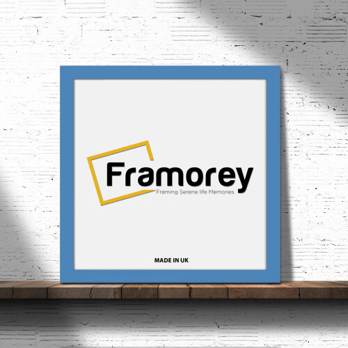 (70x70 CM) Square Size Blue Picture Frame Wall Art Frames Flat Wooden Effect Poster Frame