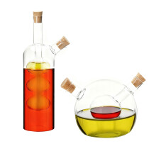 Juego de dispensador de vinagre y aceite, 2 en 1, vidrio de borosilicato