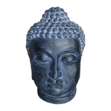 Escultura de cabeza de Buda, poliresina, acabado de piedra volcánica