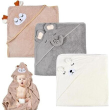 Serviette de Bain à Capuche pour Bébé,3pièces Cape de Bain Bébé,Serviette à Capuche en Bambou,Sortie de Bain Super Absorbante