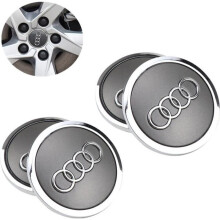 Logo Audi 69mm Centre De Roue Cache Moyeu Jante emblème Gris jantes insigne pour A4 A4L A6 A6L A5 Q5 C5 C6 Q7 - 4PCS