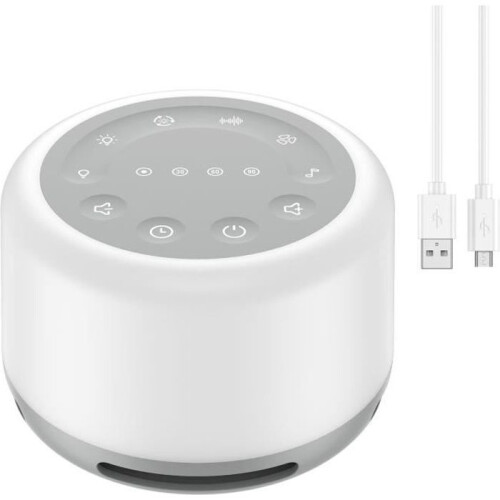White noise machine with night light for sleeping, 24 soothing sounds, volume control, memory function, automatic timer