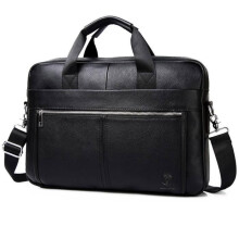 SCHLATUM Men's Black Leather Briefcase – Elegant and Professional Business Briefcase and Laptop Bag