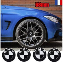 MasterShop Wheel Hub - 4 BMW 68mm Black/White Wheel Center Caps MS47 FR