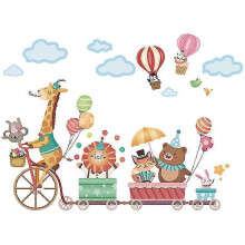 Animals, Hot Air Balloons, Clouds, Stickers On The Walls Of Children's Rooms