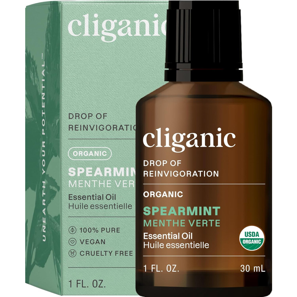 Cliganic Organic Spearmint Essential Oil, 1Oz - 100% Pure Natural Undiluted, For Aromatherapy | Non-Gmo (Spearmint)