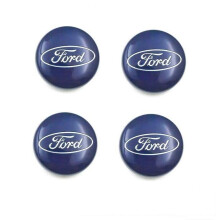 4 x OD54mm blauwe Ford-logo wieldoppen/naafdoppen voor Focus, Fiesta, Mondeo, Escort, Ecosport, Kuga