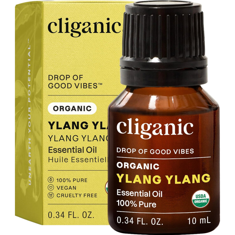 Cliganic Organic Ylang Ylang Essential Oil, 100% Pure Natural For Aromatherapy | Non-Gmo Verified (Ylang Ylang)