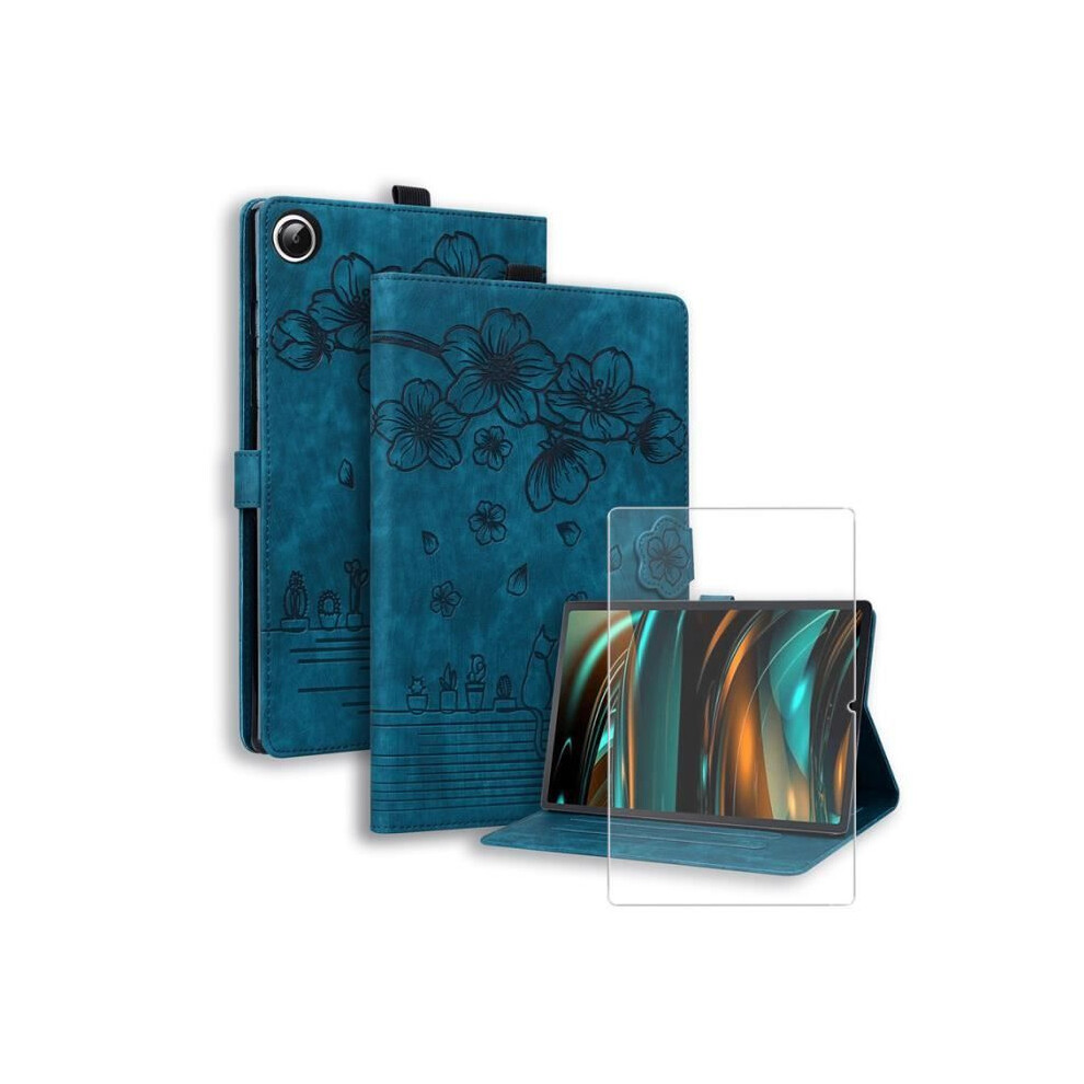 Case For Samsung Galaxy Tab A9+ - Cat - Pu Leather - Tpu Silicone Bumper - Card Slots Blue 7375882108612
