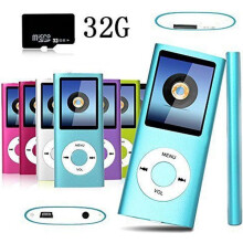 FULOZO 32GB MP3/MP4 Player with Micro SD Card, 1.8" LCD Screen, FM Radio, Music, Games and Headphones - Blue