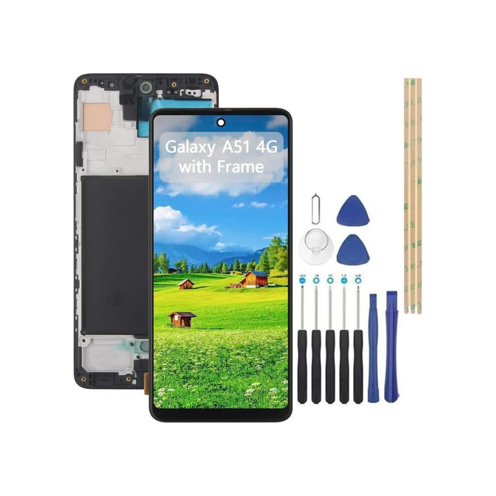 Samsung Galaxy A51/A515 Sm-A515f/Dsn Lcd Screen + Touch Screen With Frame + Tool Kit Black 8362350246173