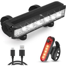 1800 Lumen LED Bike Light - USB Rechargeable Bike Light - Bike Light with External Battery - Front Light for Mountain Bikes and Bicycles