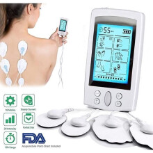 AA TENS Pain Relief and EMS Muscle Stimulation Electrotherapy Device - 16 Massage Programs + 8 Electrodes