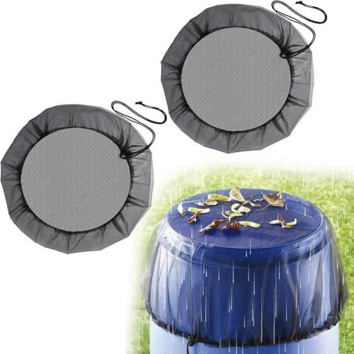 2 Pcs Rain Tank Net, Adjustable Protective Net Mesh Covers for Rain Barrel with Drawstring