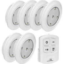 Maclean MCE165 Wireless LED Lamp - Remote Control Included - 6 Pack - Wall and Ceiling Lighting