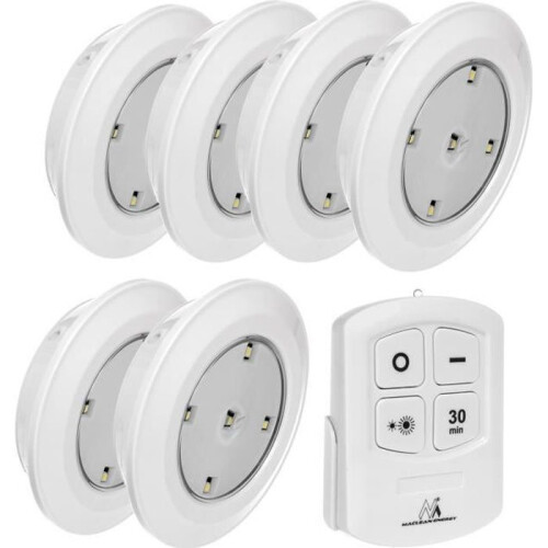 Maclean MCE165 Wireless LED Lamp - Remote Control Included - 6 Pack - Wall and Ceiling Lighting