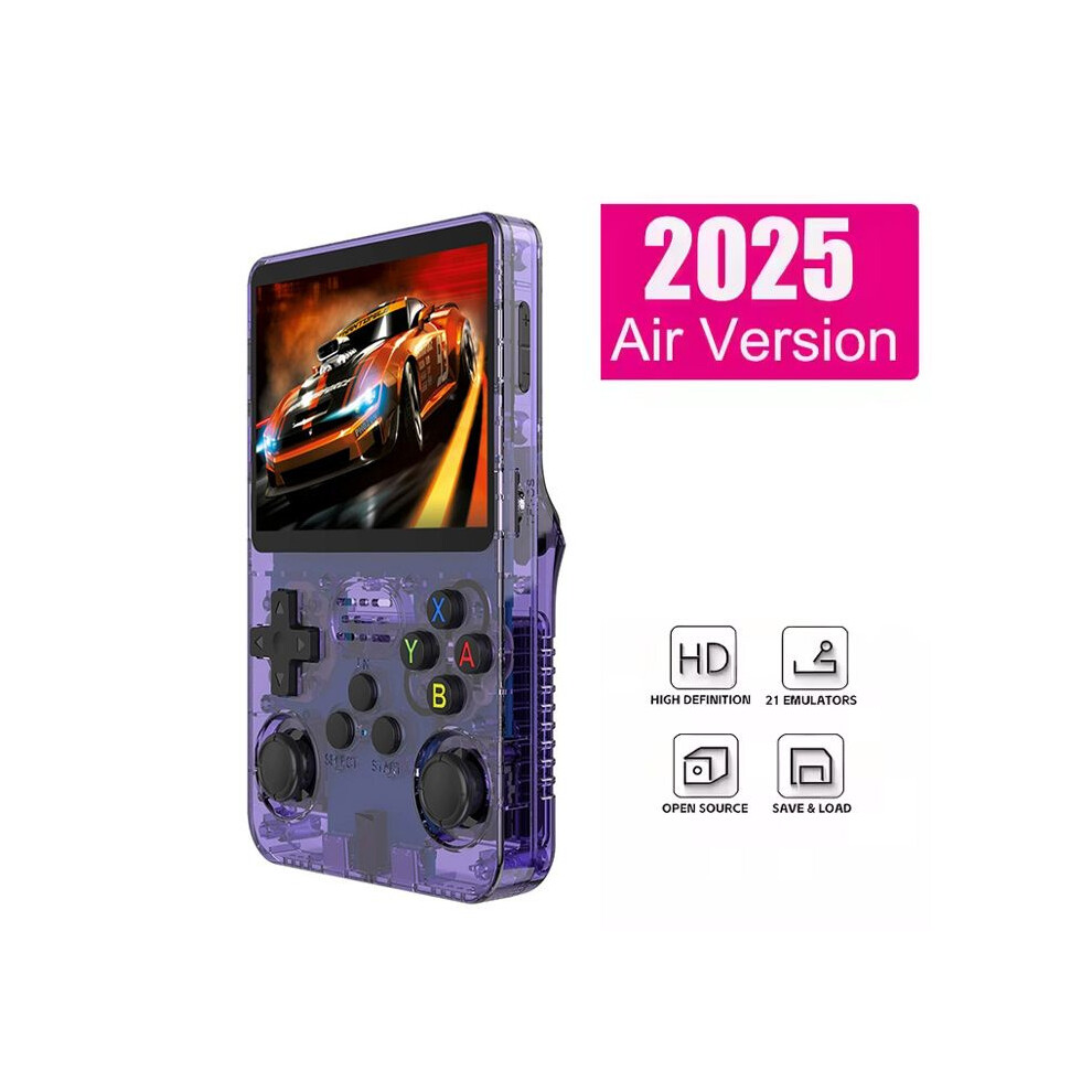 Portable Console - R36s - 20,000 Built-In Games - 3.5" Ips Screen - 128 Gb Storage Purple 3211166270085