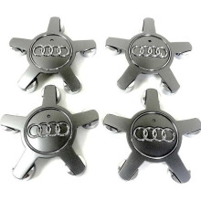 x4 wheel centers Grey Audi emblem hubcaps - 4F0601165N