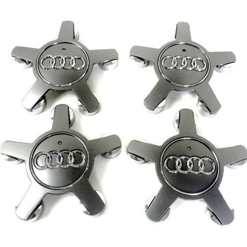 x4 wheel centers Grey Audi emblem hubcaps - 4F0601165N