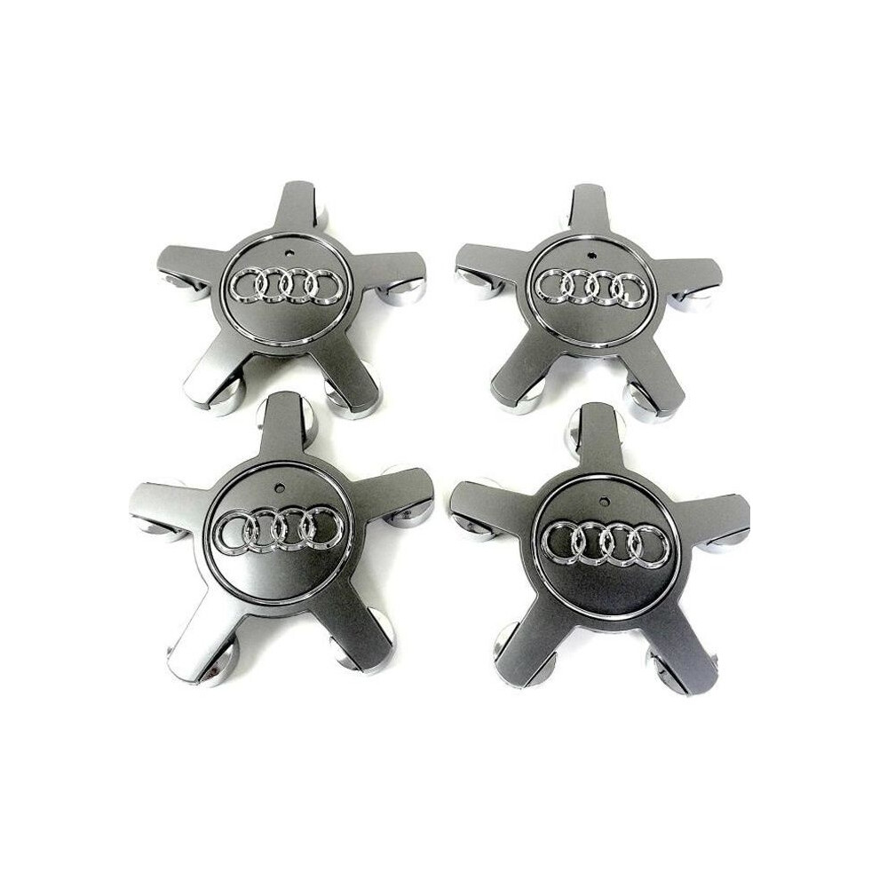 X4 Wheel Centers Audi Emblem Hubcaps - 4F0601165n Grey 4258585263969