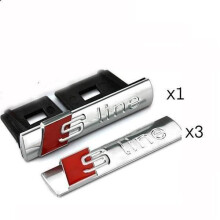 Audi S Line Grill-logo +3 embleem Aufkleber Sline zilveren badge-logo