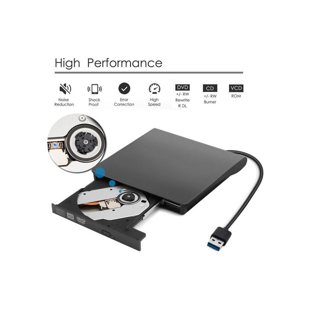 Onever Portable Usb 3.0 External Dvd Burner/Reader - Dvd-Rw - Windows/Mac Black 3211166270252