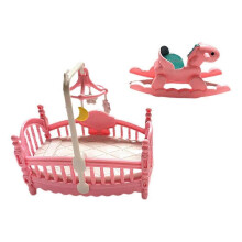 Bed Rocking Chair Hobby Cot for Miniature Doll House