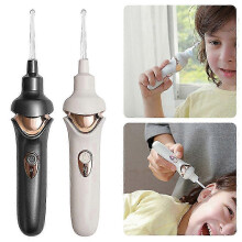 (Gray) Electric Vacuum Ear Wax Removal, Rechargeable LED Ear Cleaner for Kids Adults, Soft-Tip Dig Wax Earpick for Home Travel