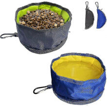 Travel Bowl, 2-piece Foldable Dog Bowl Travel Bowl Foldable Dog Bowl Waterproof Fabric Portable Hook And Zipper (Gray+blue)