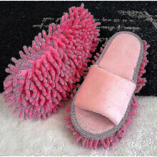 (39-42, Pink) Mop Slippers Lazy Floor Foot Socks Shoes Quick Polishing Cleaning Dust Slippers