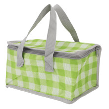 Isolierte Picknicktasche faltbar Plaid Grün/Weiß