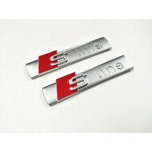 2 x Audi S Line Metal Emblem Silver Matte Logo Sticker Sline badge emblem