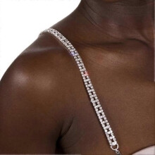 Women Crystal Bra Straps Sparkly Rhinestone Silver Bra Shoulder Strap Nightclub Party Bra Underwear Straps Body Accessories for Bra Tops Dress(2 Pcs)