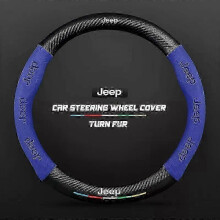 (O Blue) 38cm Carbon Fiber Car Steering Wheel Cover Suitable For Jeep Wrangler Grand Cherokee Renegade Compass Gladiator Liberty Patriot Wagoneer,zxl