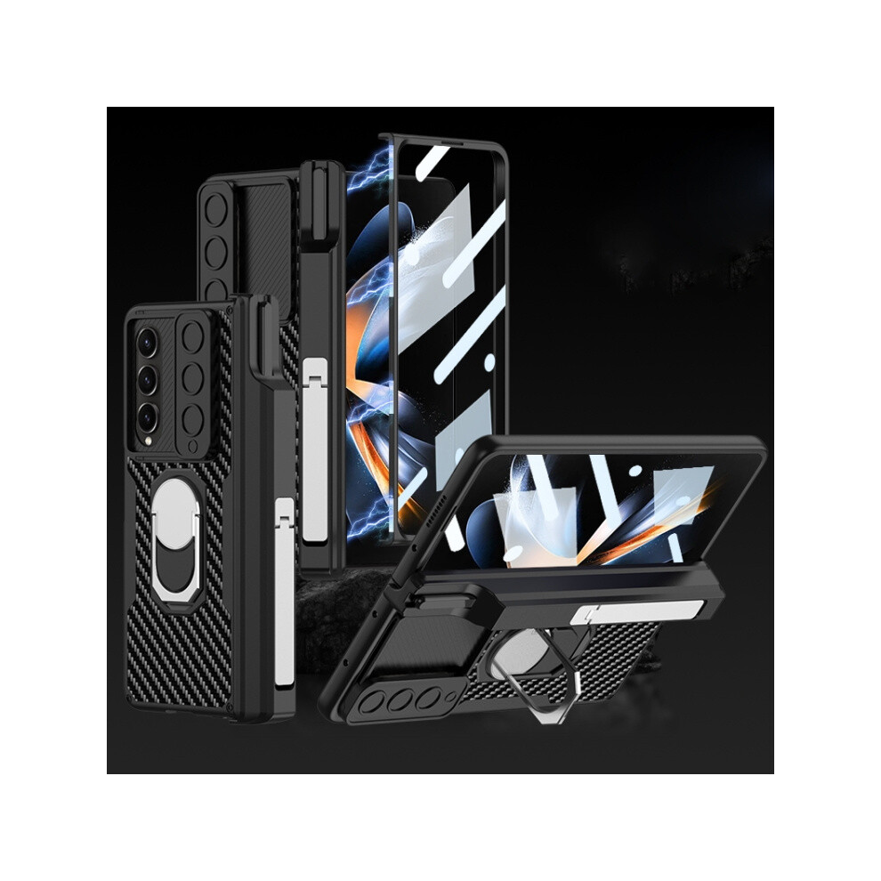 Gkk Integrated Magnetic Folding Armor Leather Full Coverage Phone Case Compatible Gift Samsung Galaxy Z Fold4 (Carbon Fiber):For Samsung Galaxy Z Fol 337224219643