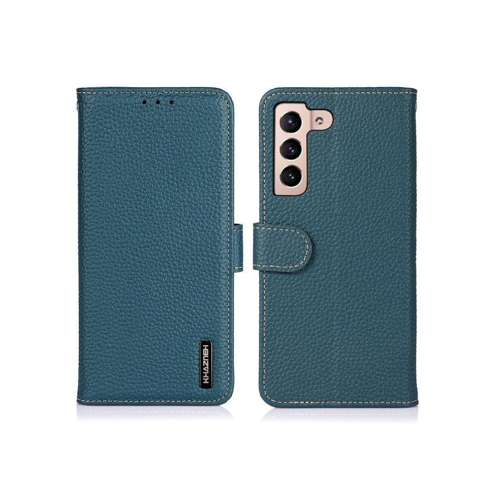 Compatible Gift Samsung Galaxy A35 5G Khazneh Litchi Genuine Leather Phone Case(Green):For Samsung Galaxy A35 5G Green 5903580306850
