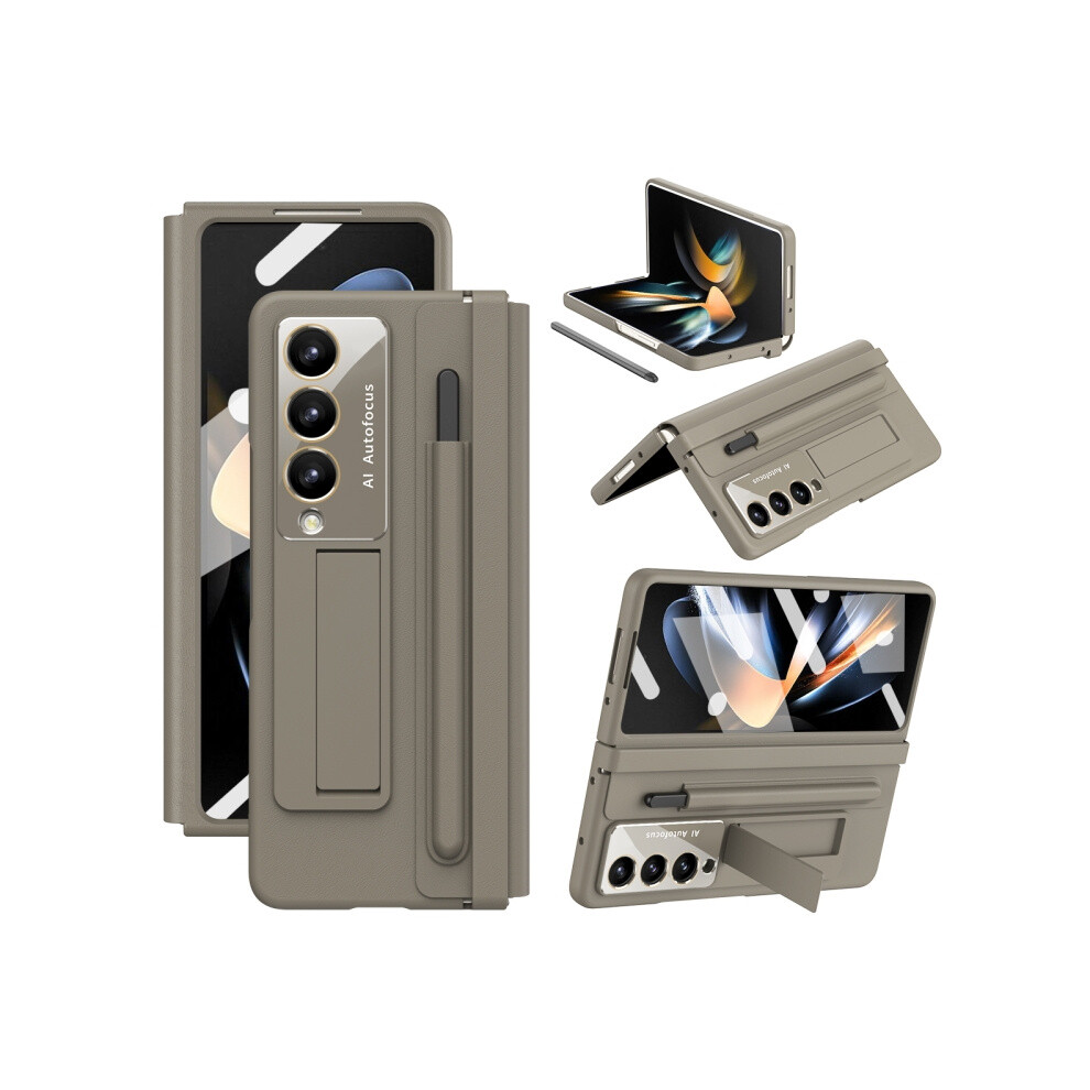 This Is A Premium Leather Hinge Phone Case Compatible Gift The Samsung Galaxy Z Fold4 With A Pen Slot, But Without A Screen Protector (Light ).: Brown 5903580306997