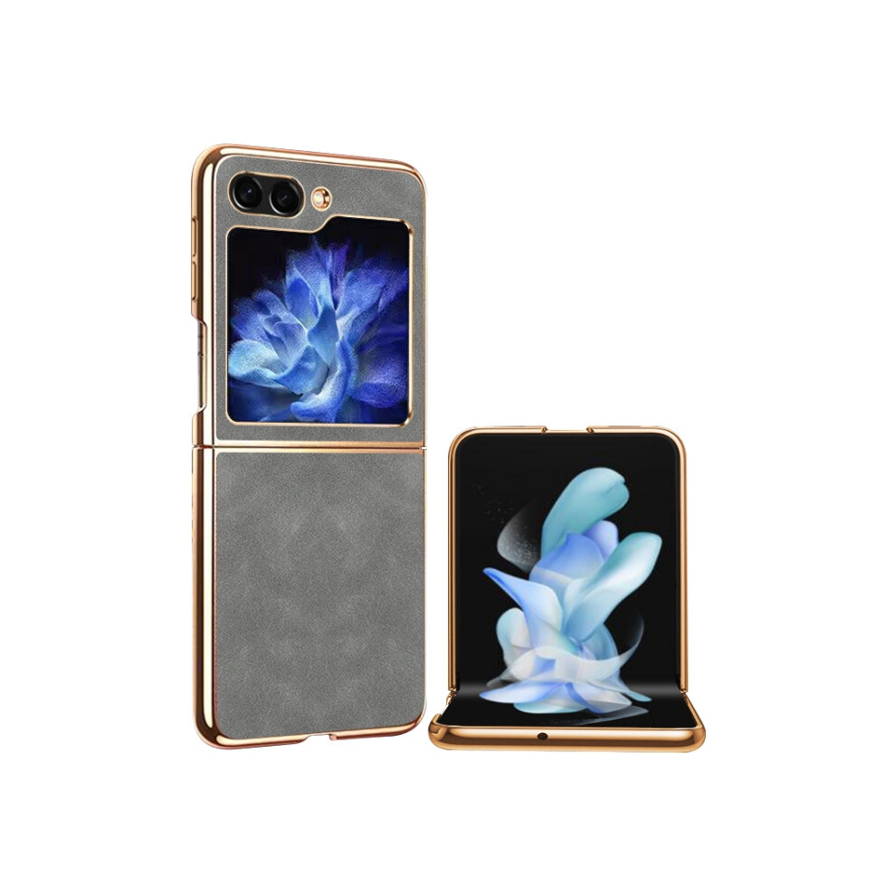 Electroplated Lambskin Folding Phone Case Compatible Gift Samsung Galaxy Z Flip5 (Galaxy ):For Samsung Galaxy Z Flip5 Gray 5909177285676