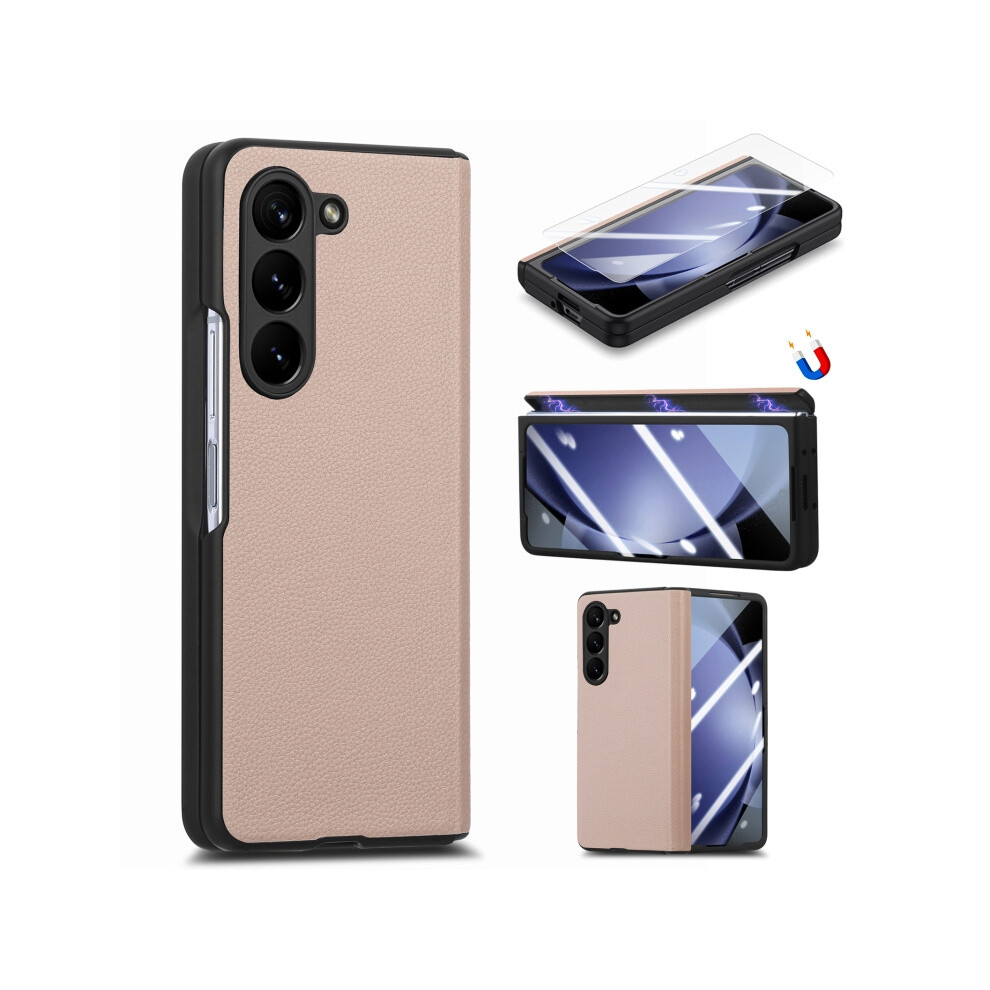 Khaki Textured Screen Protector With Magnetic Hinge And Integrated Design Compatible Gift Samsung Galaxy Z Fold5 5G.:For Samsung Galaxy Z Fold5 5G 5908487391039