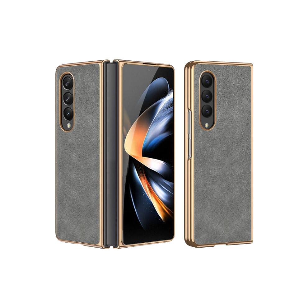 Electroplated Lambskin Folding Phone Case Compatible Gift Samsung Galaxy Z Fold4 (Galaxy ):For Samsung Galaxy Z Fold4 Gray 5909177285683