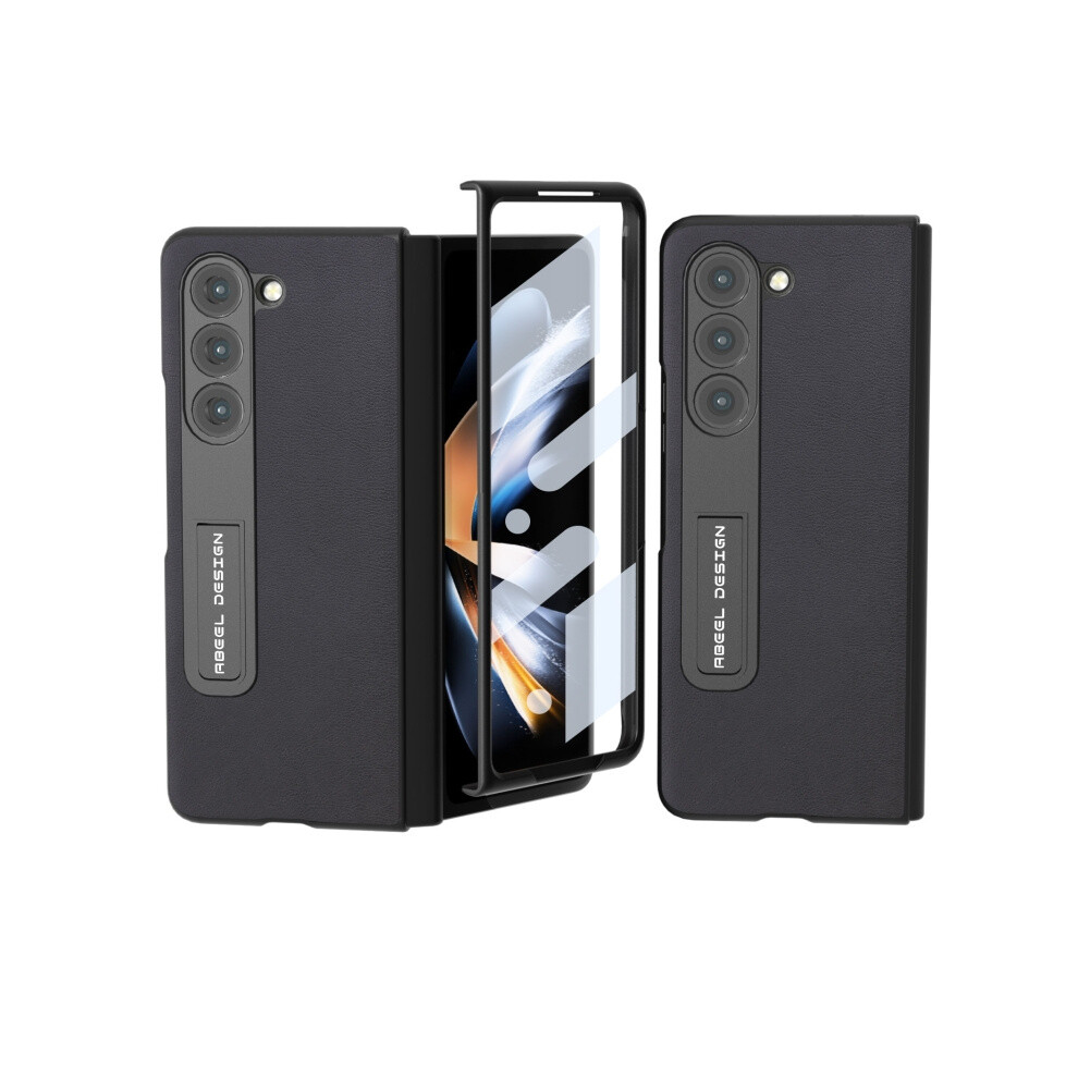 Compatible Gift Samsung Galaxy Z Fold5 Abeel Integrated Arashi Texture Pu Phone Case With Holder(Black):For Samsung Galaxy Z Fold5 Black 3472763134327