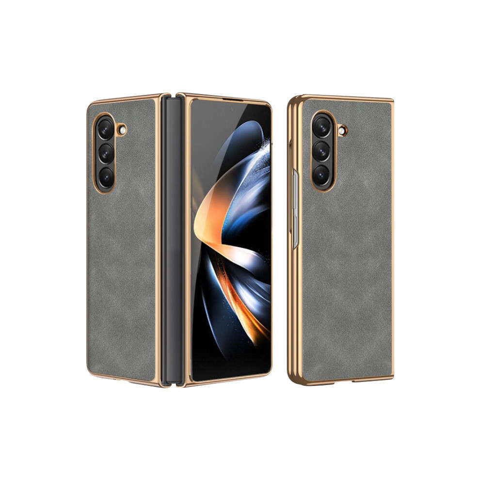 Electroplated Lambskin Folding Phone Case Compatible Gift Samsung Galaxy Z Fold5 (Galaxy ):For Samsung Galaxy Z Fold5 Gray 5909177285669