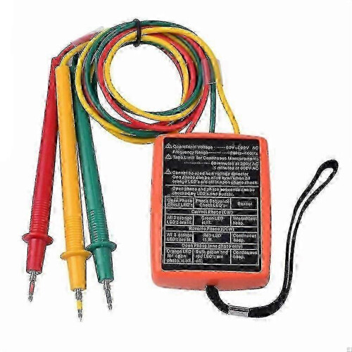 New 3 Phase Sequence Rotation Tester Indicator Detector Meter Led Buzzer with Portable Pouch Td-led02,zxl 2
