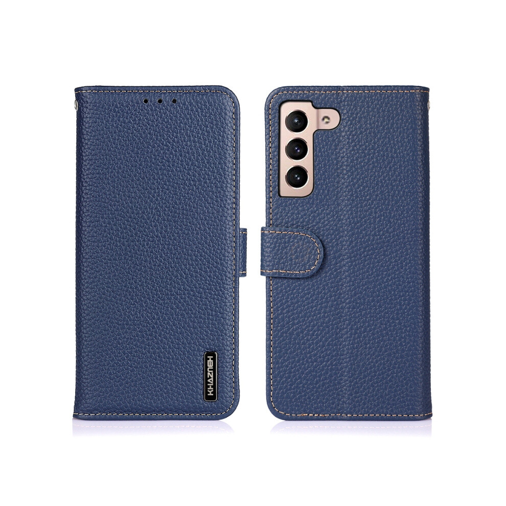 Khazneh Genuine Leather Phone Case With Lychee Texture Compatible Gift Samsung Galaxy A35 5G (Blue):For Samsung Galaxy A35 5G Blue 5903580306874