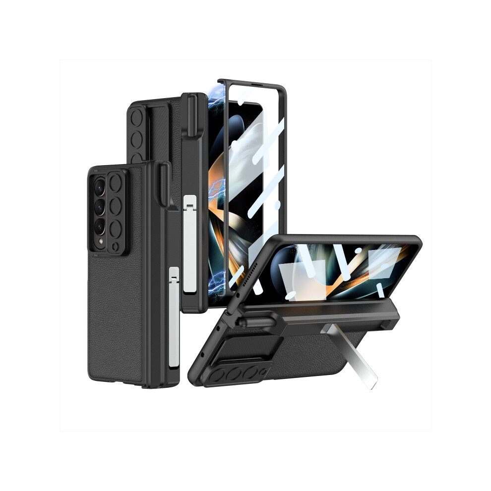 Compatible Gift Samsung Galaxy Z Fold4 Gkk Magnetic Hinge Flip Leather Phone Case With Holder(Black):For Samsung Galaxy Z Fold4 Black 5903580306898