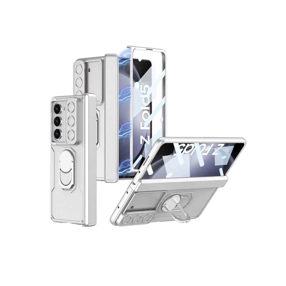 Gkk Integrated Magnetic Folding Armor Phone Case Compatible Gift Samsung Galaxy Z Fold5 (Silver):For Samsung Galaxy Z Fold5 Silver 7326887305285