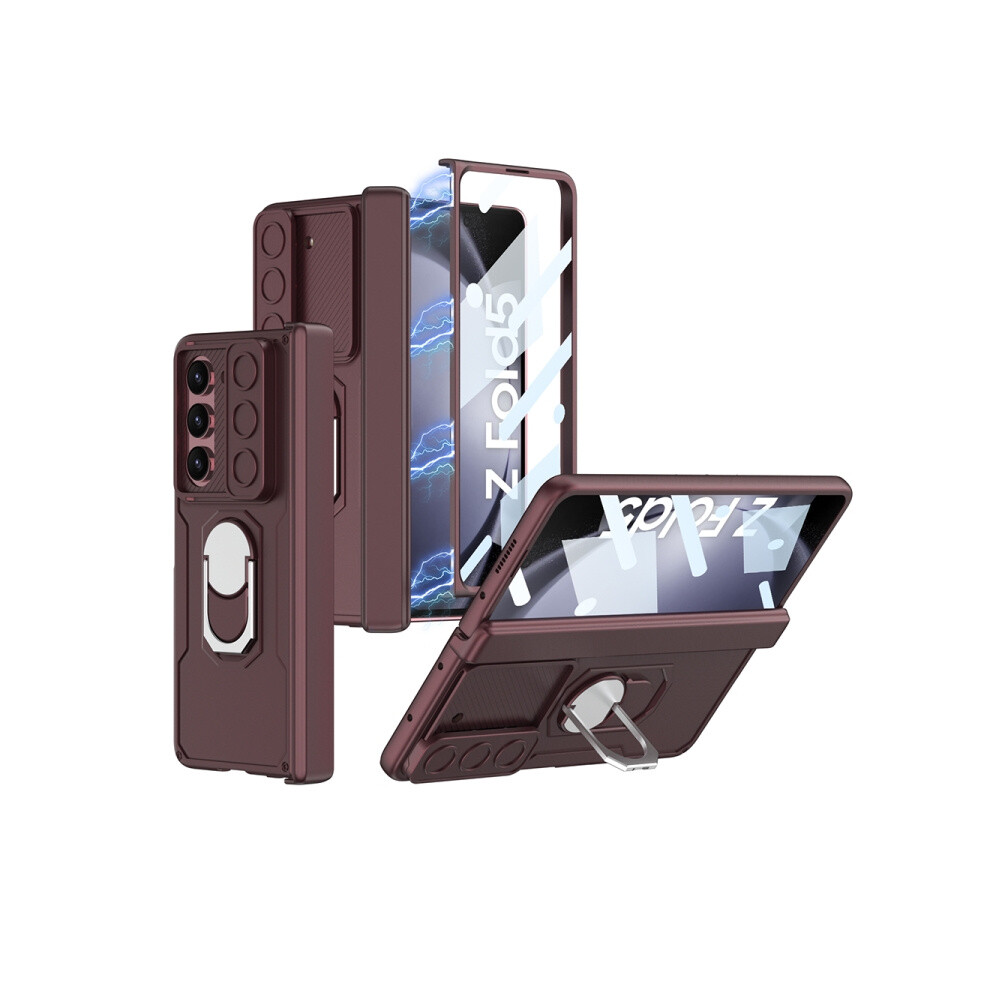Gkk Integrated Magnetic Folding Armor Phone Case Compatible Gift Samsung Galaxy Z Fold5 (Wine ):For Samsung Galaxy Z Fold5 Red 7326887305292