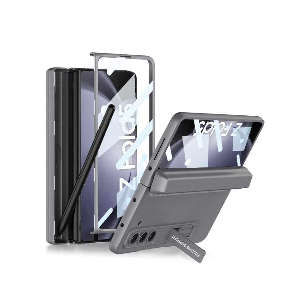 Gkk Magnetic Folding Full Coverage Case With Pen Case Compatible Gift Samsung Galaxy Z Fold5 (Cold Mountain ):For Samsung Galaxy Z Fold5 Gray 3557559196304